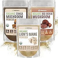 XPRS Nutra Mushroom Bundle - Lion's Mane, Chaga, Red Reishi Mushrooms - All Organic Mushroom Bundle (4 Ounces Each)