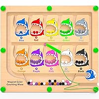 Magnetic Color & Number Maze, Montessori Counting Matching Toys, Wooden Magnet Maze Board Game Toys, Toddler Fine Motor Skills Toys for Boys Girls 3 4 5 Years Old Preschool Learning Activities