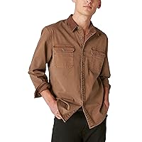 Lucky Brand Men's Corduroy Collar Washed Workwear Long Sleeve Shirt