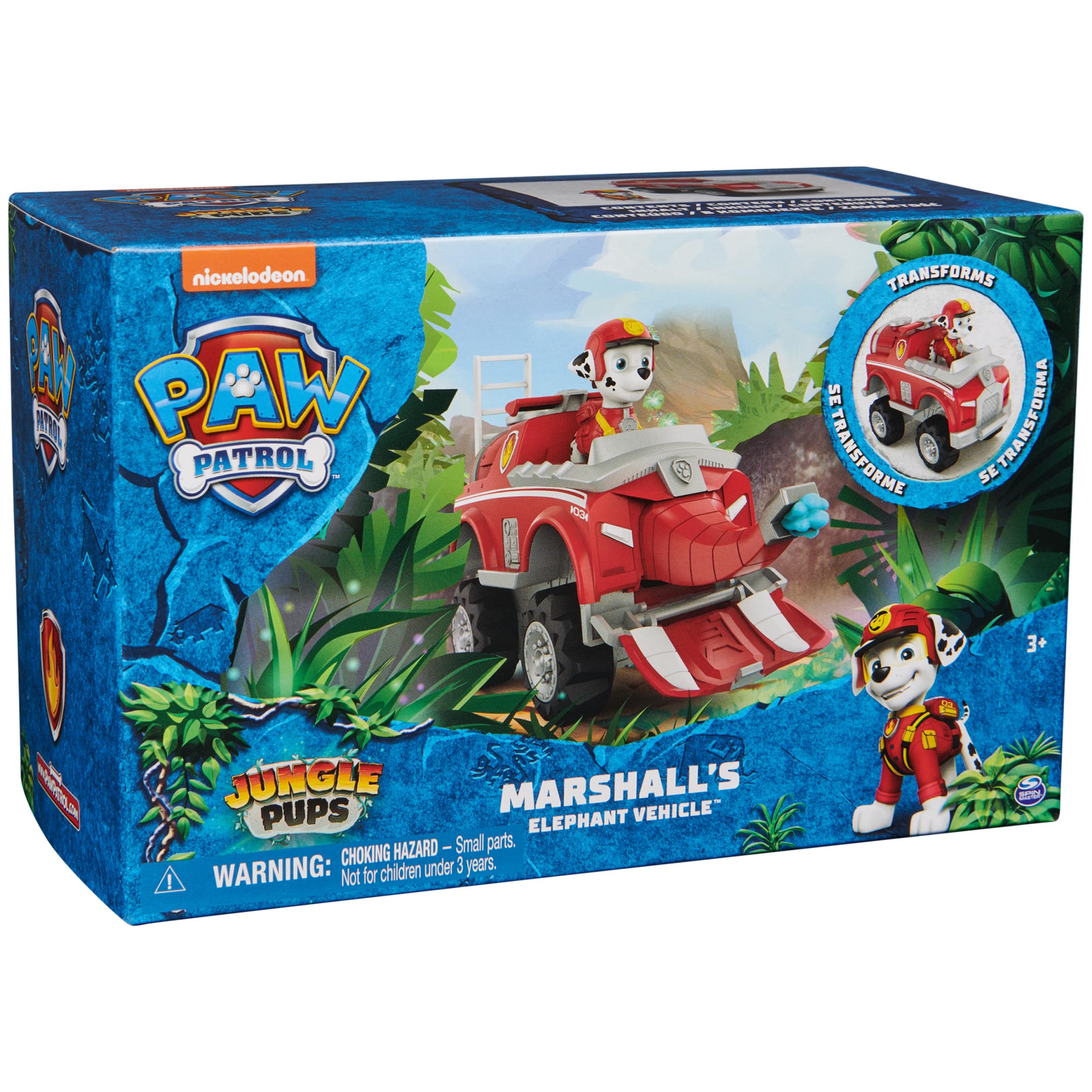 Paw Patrol Jungle Pups, Marshall Elephant Vehicle, Toy Truck with Collectible Action Figure, Kids Toys for Boys & Girls Ages 3 and Up