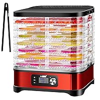 VIVOHOME Food Dehydrator Machine, 8 Trays Meat Hydrator with 48H Digital Timer and Temperature Adjustable 95-176℉ for Fruit Vegetable Beef Jerky Maker, BPA Free, Silicone Trivet Tong Included, Red