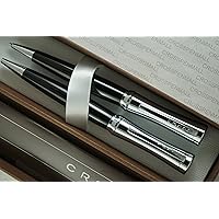Cross Compact Parasole Curves Tuxedo Black Lacquer and Extremely Polished Chrome Appointment Ballpoint Pen and 0.9MM with Continuous Twist Technology Pencil Set
