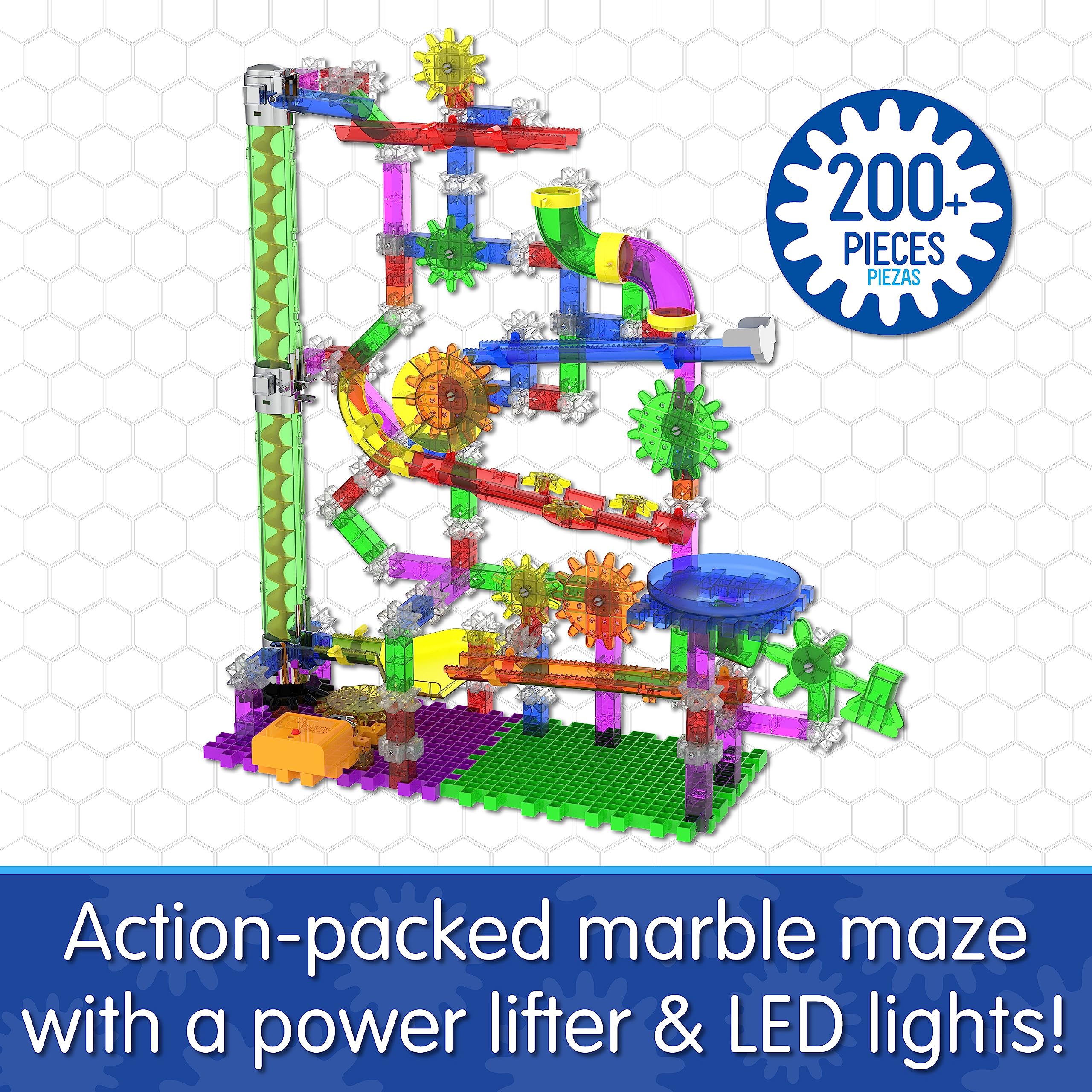 The Learning Journey: Techno Gears Marble Mania - Extreme Glo (200+ pcs) - Glow in The Dark Marble Run for Kids Ages 6 and Up - Award Winning Toys