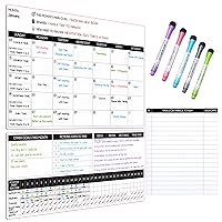Law of Attraction Magnetic Dry Erase Goal Calendar for Refrigerator. Two Magnetic Dry Erase Boards (17