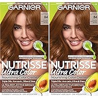 Garnier Hair Color Nutrisse Ultra Color Nourishing Creme, B4 Golden Mahogany Brown (Caramel Chocolate) Permanent Hair Dye, 2 Count (Packaging May Vary)
