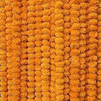 10 PC - 5 feet Marigold Garland |Indian/American Wedding Party Mantle Decoration, Faux Garlands Wedding Garland, Diwali Decoration, Spring Bush Floral! (Golden Yellow (Light Orange))