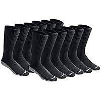 Dickies Men's Dri-Tech Moisture Control Boot-Length Socks, 6 & 12 Pairs, Sizes L-XL