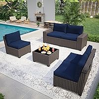 IDEALHOUSE 6 Pieces Outdoor Patio Furniture Set, OneSize, Navy Blue