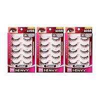 i-ENVY 5 Pairs Demi Wispies False Lashes Multi Pack Natural Look Premium 100% Human Hair Fluffy Eyelashes, Volume & Curl, Lightweight, Comfortable, Reusable (3 PACK)