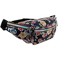 Men's Funky Floral Nylon Bum Bag Onesize -Coloured Yellow Blue Red Purple