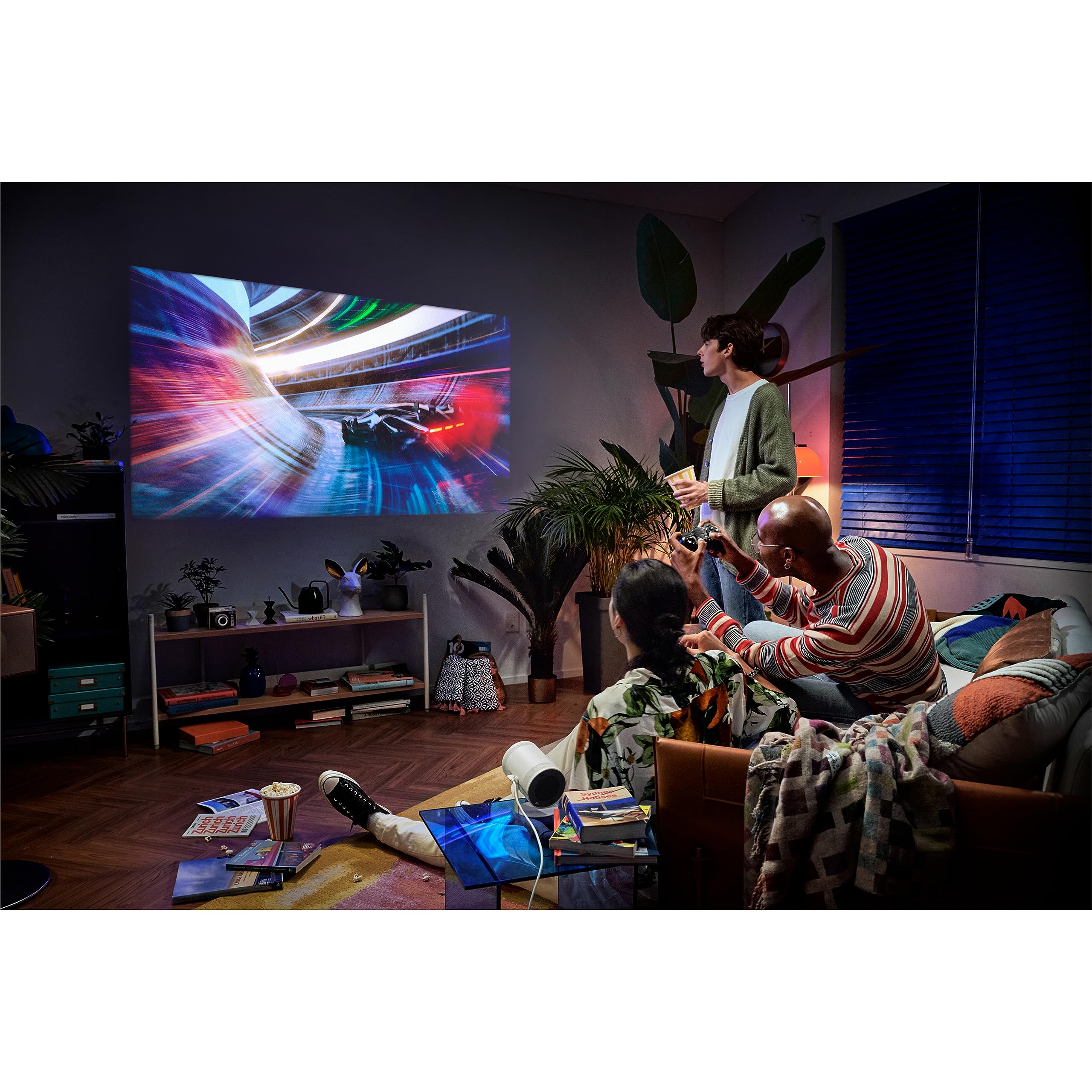 SAMSUNG 30” - 100” The Freestyle Gen 2 with Gaming Hub Smart Portable Projector, FHD, HDR, Big Screen Home Theater Experience, 360 Sound, SP-LFF3CLAXZA, 2023 Model