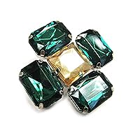 Linpeng Multi-Purpose Flower Shape Acrylic Jewel Stone Pin Brooch-FSBR-12-Green, Green