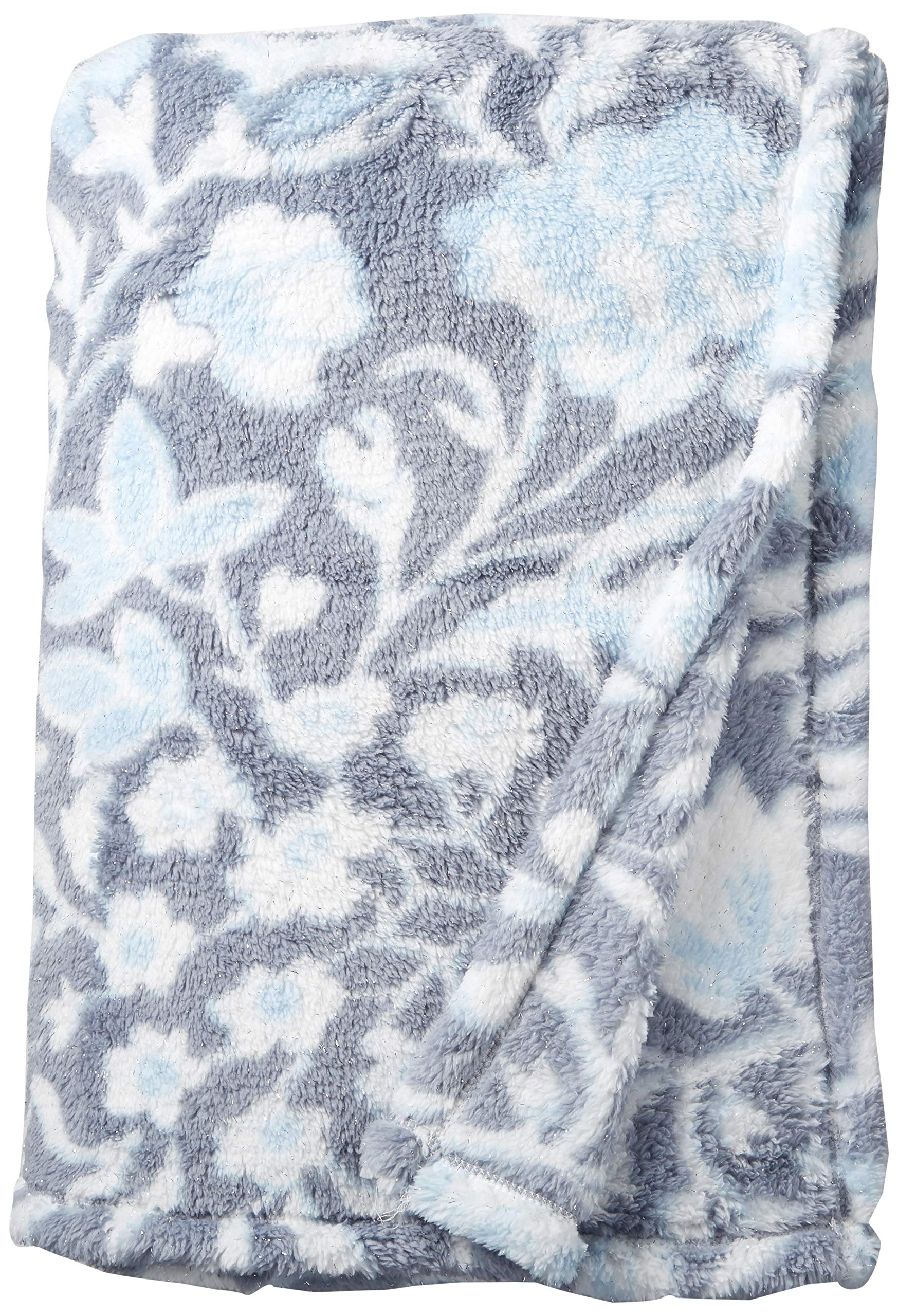 Vera Bradley womens Fleece Plush Shimmer Throw Blanket D cor, Frosted Lace, 80 x 50 US
