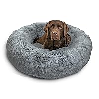 Best Friends by Sheri The Original Calming Donut Cat and Dog Bed in Shag Fur Gray, Large 36
