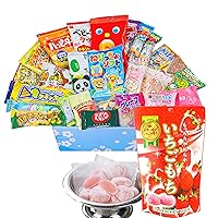 Sakura Box Japanese Snacks & Candy Bundle: 40 Piece Dagashi Box + 130g Strawberry Mochi Rice Cakes