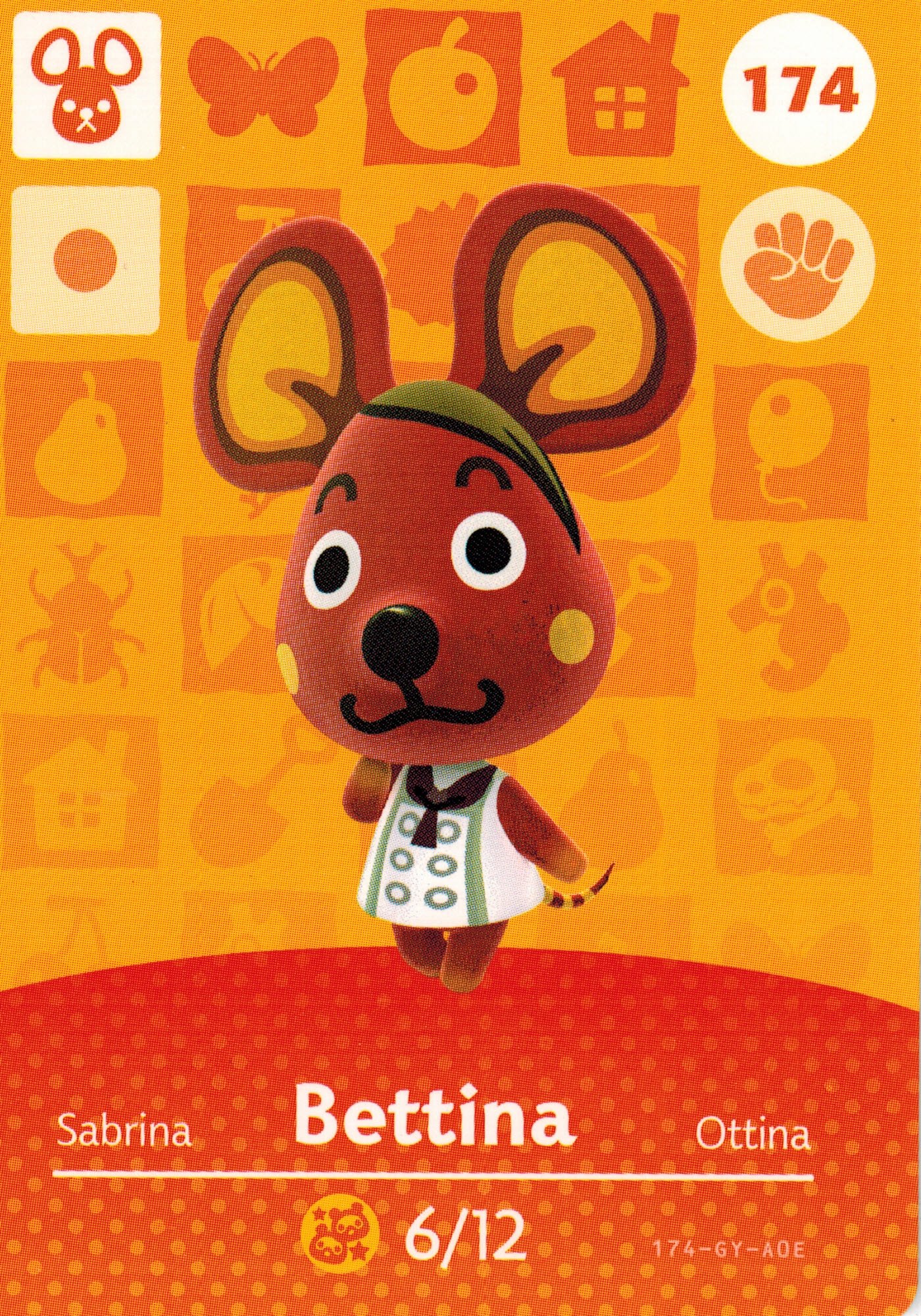 Nintendo Animal Crossing Happy Home Designer Amiibo Card Bettina 174/200 USA Version