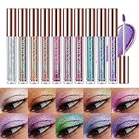 BestLand Liquid Glitter Eyeshadow Set, Multichrome Glitter Shimmer Eye Looks Waterproof Long Lasting Quick-Drying Sparkling Eye Shadow Liquid Highlighter Christmas Makeup Kits (Magic Color)