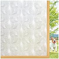 Window Privacy Film Frosted Glass Window Cling Home Sun Blocking Decorative Ginkgo UV Window Tint Peel and Stick Window Privacy Film for Bathroom Home Office，17.4x78.7in