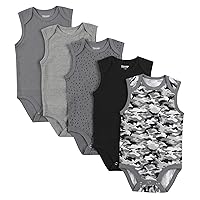 Hanes Unisex-Baby Hanes Baby Bodysuits, Ultimate Flexy Sleeveless For Boys & Girls, 5-Pack