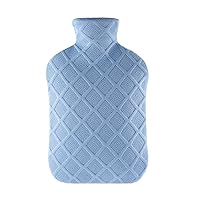 samply Hot Water Bottle with Cover, 2L Hot Water Bag for Hot and Cold Compress, Hand Feet Warmer, Neck and Shoulder Pain Relief, Blue