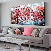 ENTANUB Tree Wall Art for Living Room, Abstract Canvas Wall Decor for Bedroom, Pink Print Paintings, Size 24x48 Inches