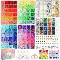 Gionlion 6000 Pcs Clay Beads for Bracelet Making, 24 Colors Flat