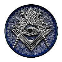 Shining All Seeing Eye Square & Compass Round Masonic Bumper Sticker - [5'' Diameter]