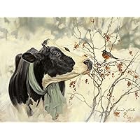 'The Winter Robin' Christmas Cards w/Envelopes by Bonnie Mohr. VERSE INSIDE NOTE CARD. (10/pack) (5x6.5in)