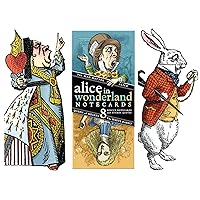 Lewis Caroll Wonderland Greeting Card Boxed Set - 8 Die Cut Silhouette Cards Cards With Envelopes, and 4 Sticker Sheets - Alice, Queen of Hearts, Mad Hatter, and White Rabbit