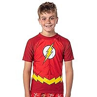 DC Comics The Flash Boys' Character Surfing Rashguard Shirt Swimming Top