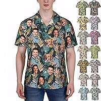 Hawaiian Shirt with Face for Men Personalized Funny Tropical Floral Shirts Short Sleeve for Beach BF Husband 's Gifts