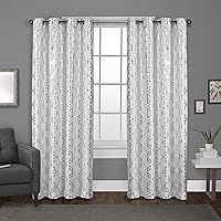 Exclusive Home Curtains Exclusive Home Modo Metallic Geometric Grommet Top Curtain Panel Pair, 54x96, Winter White, 2 Count
