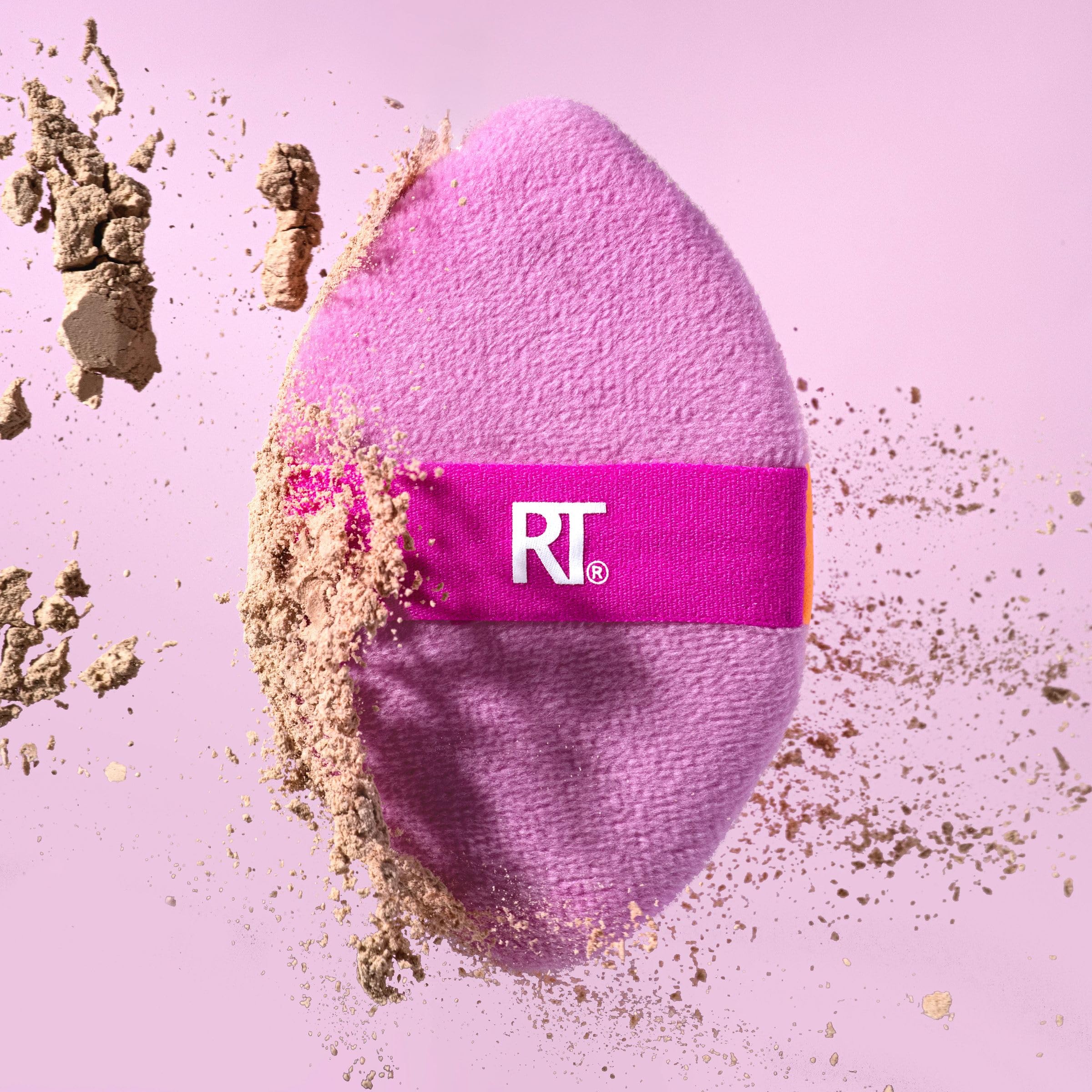 Real Techniques Miracle 2-In-1 Powder Puff, Dual-Sided, Full-Size Makeup Blending Puff, Reversible Elastic Band, Precision Tip Makeup Sponge & Powder Puff, For Liquid, Cream & Powder, 2 Count