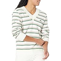 Lacoste Men's Multi-Color Tricot V-Neck Classic Fit Striped Sweater