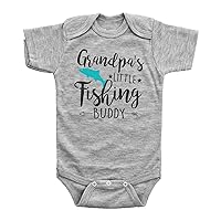 | Compatible with Onesies Brand Baby Bodysuit | Funny Baby Apparel | Grandpa's Little Fishing Buddy | Unisex Romper