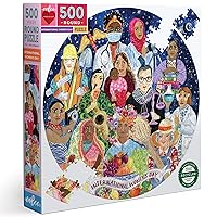 eeBoo: Piece and Love International Women's Day 500 Piece Round Jigsaw Puzzle for Adults, Jigsaw Puzzle for Adults and Families, Includes Glossy, Sturdy Pieces and Minimal Puzzle Dust