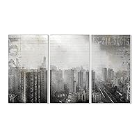 Stupell Home Décor Distressed Urban Day Triptych Wall Plaque Art Set, 11 x 0.5 x 17, Proudly Made in USA
