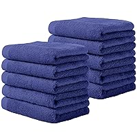 Yoofoss Luxury Washcloths Towel Set 10 Pack Baby Wash Cloth for Bathroom-Hotel-Spa-Kitchen Multi-Purpose Fingertip Towels & Face Cloths - Dark Blue