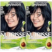 Garnier Hair Color Nutrisse Nourishing Creme, 22 Intense Blue Black (Mulberry) Permanent Hair Dye, 2 Count (Packaging May Vary)