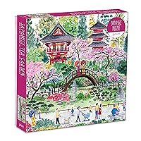 Galison Michael Storrings Japanese Tea Garden Puzzle, 300 Pieces, 21.25” x 16.14'' – Illustrated Art Puzzle Featuring a Tea Garden in San Francisco – Challenging Family-Friendly Activity, Multicolor