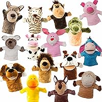 15-Piece Animal Hand Puppets Bundle - Premium Quality, Movable Open Mouths - Safari, Farm, Jungle, Zoo - Perfect for Storytelling, Teaching, Preschool.