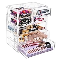 Sorbus Acrylic Makeup Organizer - Organization and Storage Case for Cosmetics Make Up & Jewelry - Big Clear Makeup Organizer for Vanity, Bathroom, College Dorm, Closet, Desk (3 Large, 4 Small Drawers)