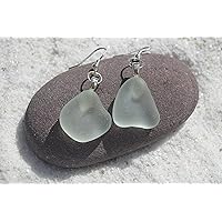 Pale Sea Foam Sea Glass Dangling Earrings - Made to Order
