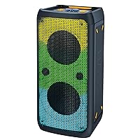 IQ Sound IQ-7028DJBT 2 X 8-inch Portable Bluetooth Speaker with TWS, Colorful LED Fire Light Show, Bluetooth 5.0, Mic Input, Rechargeable Batteries and Includes Remote Control & Wired Mic