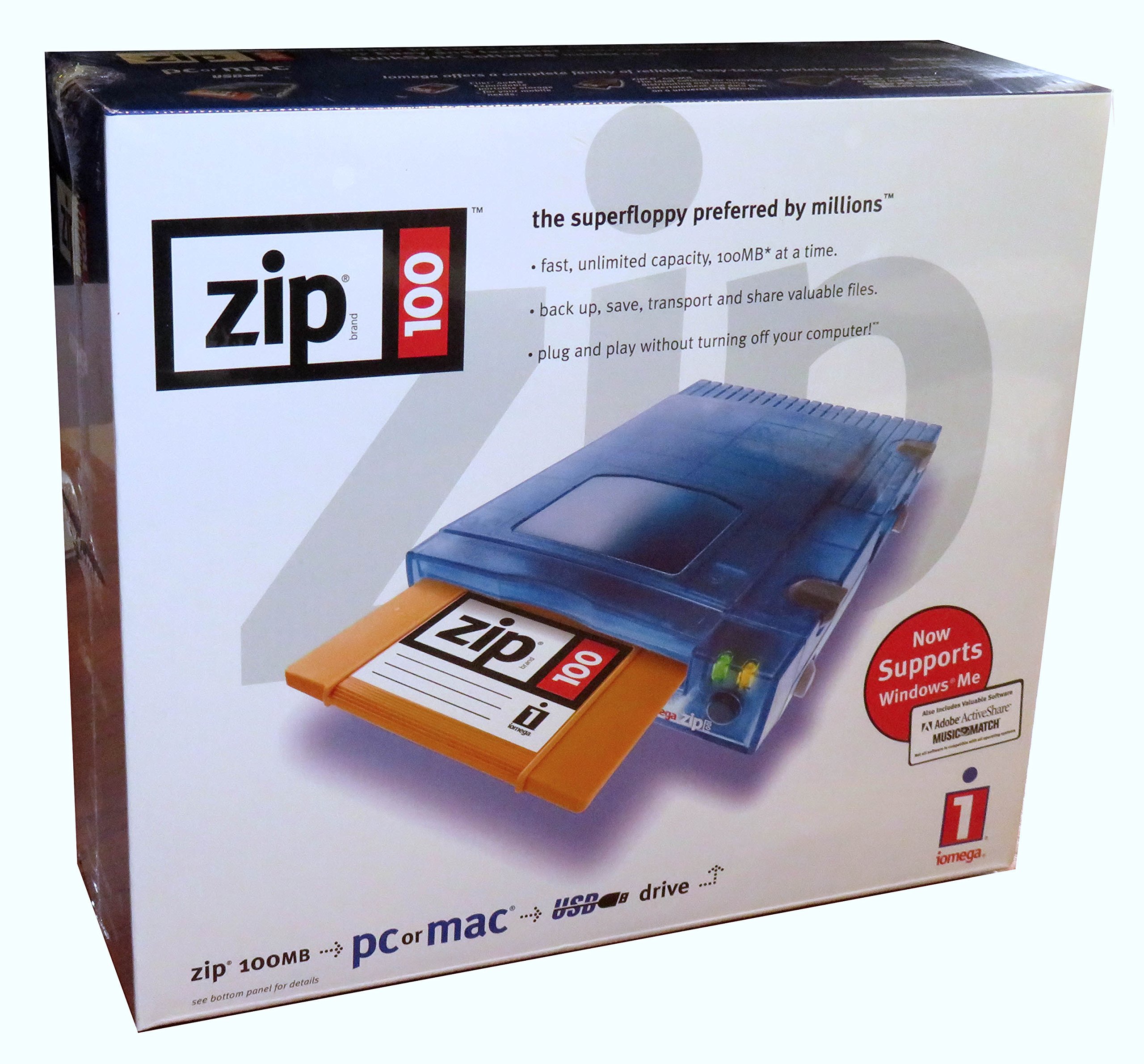 iOmega Zip Drive 100MB USB Portable External Z100USB V1