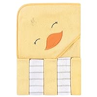 Hudson Baby Unisex Baby Hooded Towel and Five Washcloths, Yellow Duck, One Size