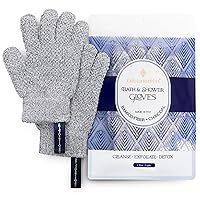 Bamboo Charcoal Detox Exfoliating Gloves – Hygienic Bath and Shower Gloves Loofah Exfoliating Body Scrubber Exfoliating Glove for Men and Women, Dead Skin Remover for Body - 1Pair Light