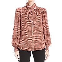 Max Studio Women's Long Sleeve Tie Neck Blouse