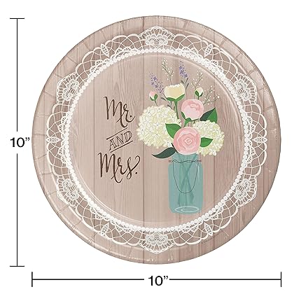 Creative Converting 8-Count Sturdy Style 10-Inch Banquet Plate, Rustic Wedding, Multicolor