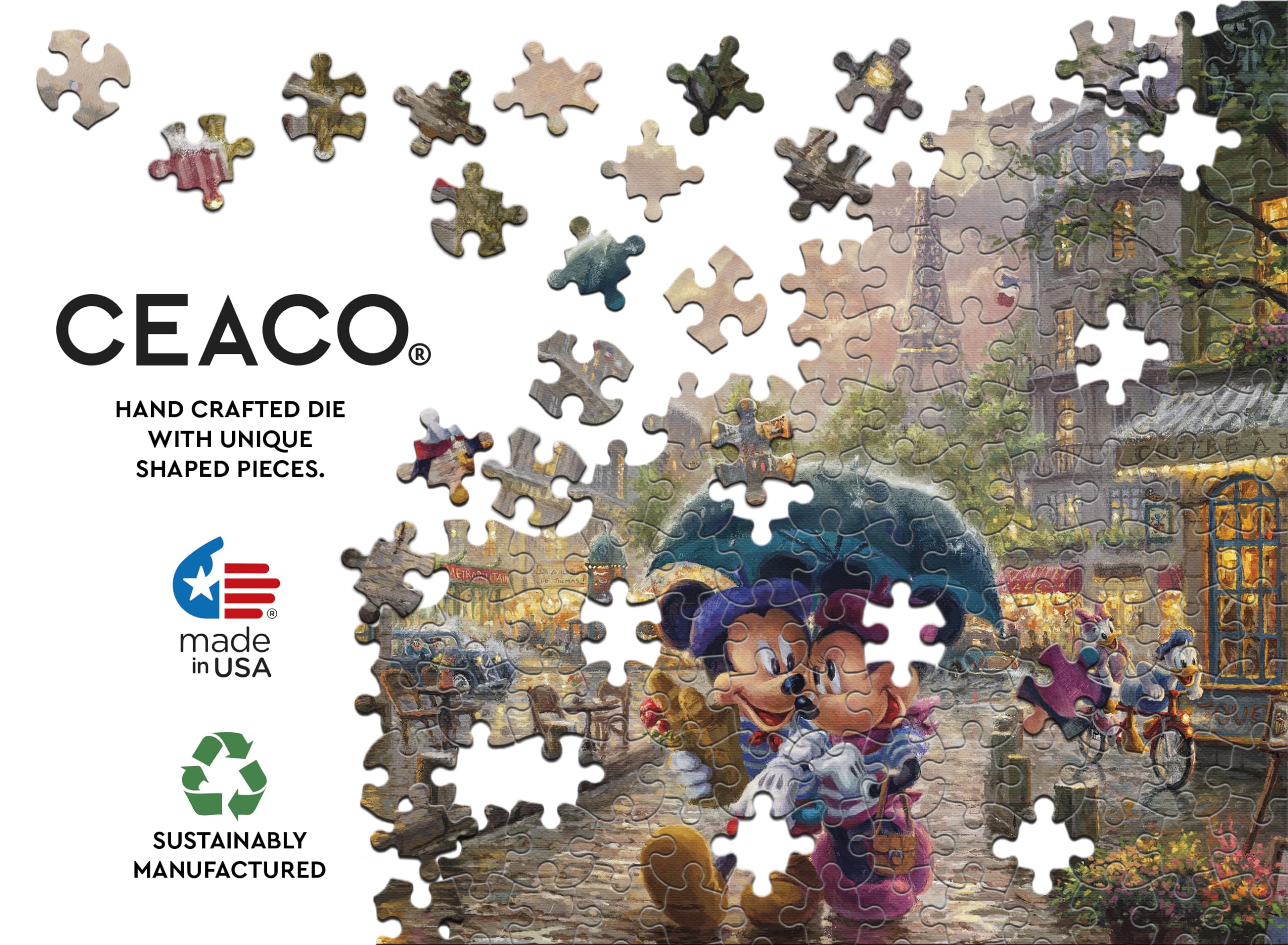 Ceaco - Thomas Kinkade - Disney - Mickey & Minnie in Paris - 1000 Piece Jigsaw Puzzle